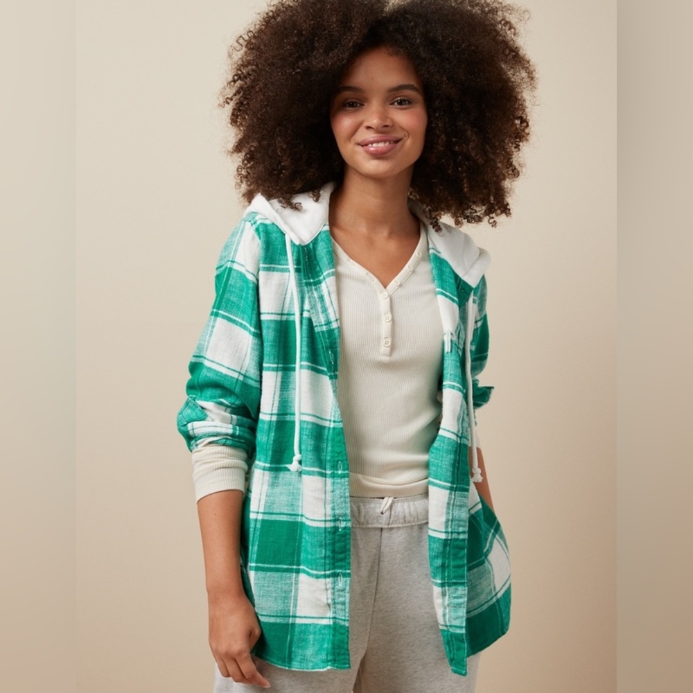 American Eagle Oversized Flannel Hoodie - Size M